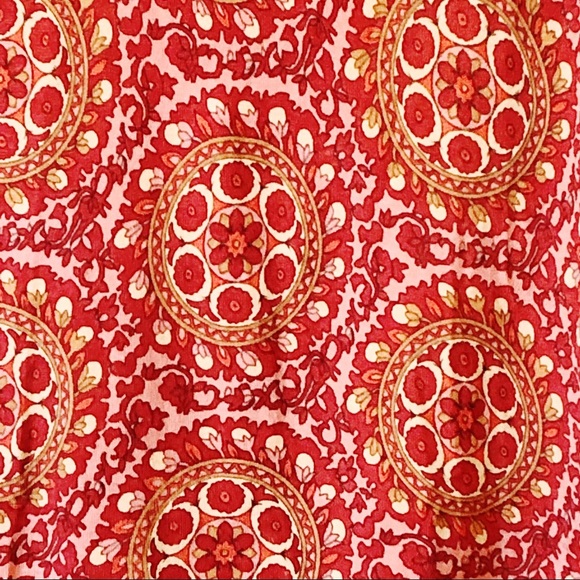 Soft Surroundings Silk Blend Orange Jeweled Geometric Pattern Top - Picture 3 of 5